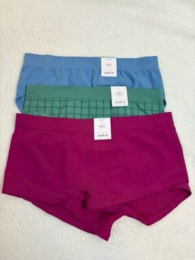 Auden 3-Pair panties in Magenta, Teal & Sky Blue, size small NWT